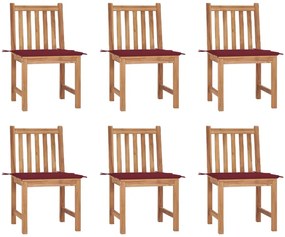 vidaXL Cadeiras de jardim 6 pcs c/ almofadões madeira de teca maciça