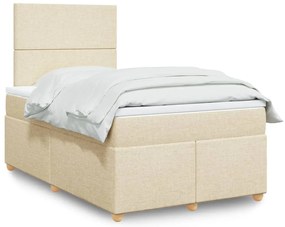 Cama boxspring com colchão 120x190 cm tecido cor creme