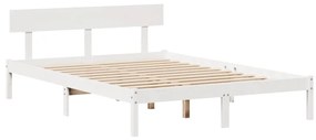 Cama sem colchão 140x190 cm madeira de pinho maciça branco