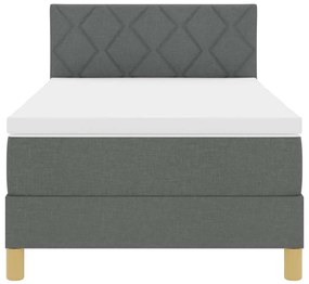 Cama Box Spring com Colchão &amp; LED Cinza Escuro 90x200 cm Tecido