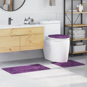 Conjunto de Tapetes de Banho em 3 Peças Roxo Polipropileno Antiderrapante