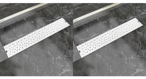 Dreno de chuveiro linear 2 pcs bolhas 630x140 mm aço inoxidável