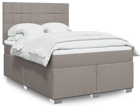 Cama com molas/colchão 140x200 cm tecido castanho-acinzentado