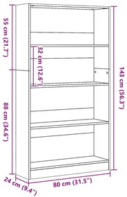 Estante 80x24x143 cm derivados de madeira branco