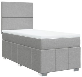 Cama com molas/colchão 90x190 cm tecido cinzento-claro