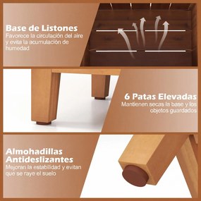 Caixa grande de armazenamento 57 x 52,5 x 70 cm com Floreira em madeira maciça para exterior, com tampa rebatível e pés elevados, para ferramentas de