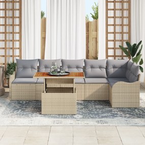 Conjunto de Sofás de Jardim vidaXL com Almofadas Bege em Rattan Poliés