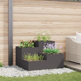 Jardineira vidaXL 80x80x60 cm Aço Preto