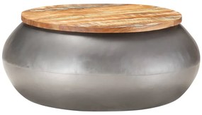 Mesa de centro 68x68x30 cm madeira recuperada maciça cinzento