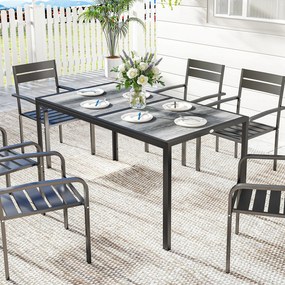 Mesa de jardim para 4 a 6 pessoas, (CADEIRAS NÃO INCLUIDAS) mesa de jantar de exterior com tampo com efeito de madeira, 150 x 80 x 74 cm, cinzenta
