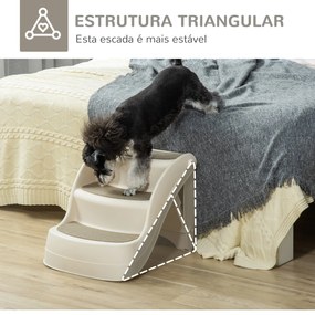 Escada para Cães de 3 Degraus Dobrável Escada de Plástico para Animais de Estimação com Tapetes Antiderrapantes para Cama Sofá Carga 15kg 49x38x38cm C