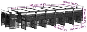 11 pcs conj. jantar jardim c/ almofadões vime PE bege misturado