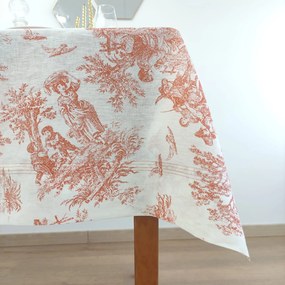 Toalha de Mesa Linho COL Toile de Jouy Terracota Four Lines