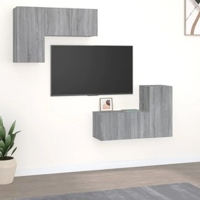 vidaXL Conjunto móveis de TV 4 pcs madeira processada sonoma cinza