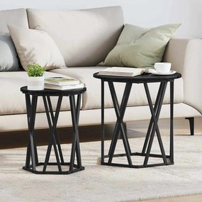 vidaXL Mesa de centro 2 pcs Carvalho preto 50 x 50 x 50 cm