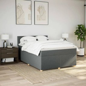 Cama com molas/colchão 140x200 cm tecido cinzento-escuro