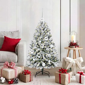 vidaXL Árvore de Natal Artificial Verde e Branco 120 cm PVC e Metal