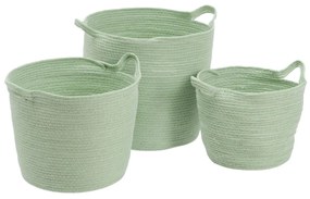 Conjunto de Cestos Corda 33 X 33 X 38 cm Verde Claro (3 Peças)