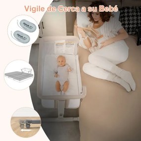Berço de viagem para crianças 3 em 1 com 5 níveis de altura ajustável e 10° de inclinação Colchão respirável Saco para bebés Bege