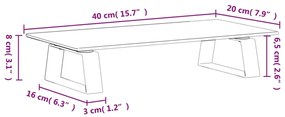 Suporte para monitor 40x20x8 cm vidro temperado e metal branco