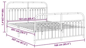 Estrutura de cama com cabeceira e pés 160x200 cm metal branco