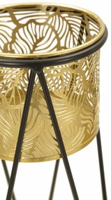 CONJUNTO DE 2 PORTA-VASOS DRAK DOURADO E PRETO 21X20X46-18X18X32 CM (PLANTAS NÃO INCLUIDAS)