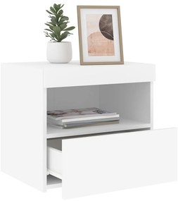 Mesas de cabeceira c/ luzes LED 2 pcs 50x40x45 cm branco