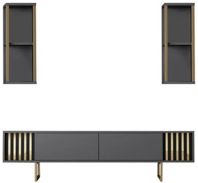 Conjunto de Mobiliário de Sala de Estar Gold Line – Antracite/Dourado