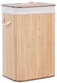 Cesto em madeira de bambu castanha clara e branca 60 cm KOMARI Beliani