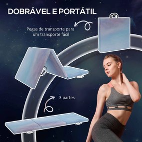 Tapete de Ginástica Dobrável com Espessura de 5 cm Tapete de Exercício 180x60x5 cm com Alças de Transporte Azul Degradê