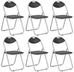 vidaXL Cadeiras de jantar dobráveis 6 pcs couro artificial preto