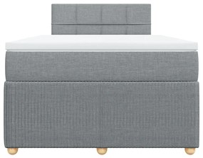 Cama boxspring com colchão 120x190 cm tecido cinzento-claro