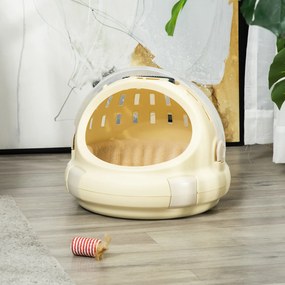 Caixa de transporte para gatos, cesto lavável com almofada removível 41 x 41 x 35,2 cm, bege