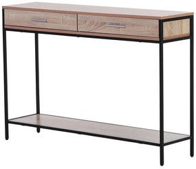 HOMCOM Mesa Tipo Consola de Estilo Industrial com 2 Gavetas e Prateleira Inferior 120x30x81,5cm Carvalho e Preto