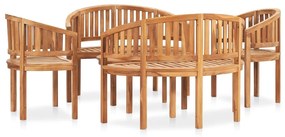 vidaXL 5 pcs conj. lounge de jardim formato banana teca maciça