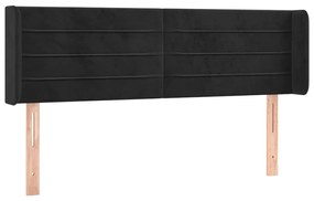 Cabeceira de cama c/ luzes LED veludo 147x16x78/88 cm preto
