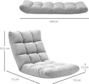 Poltrona conversível Poltrona reclinável de grande conforto Encosto com inclinação multiposicional 90°-180° Flanela de poliéster acolchoada Cinza clar