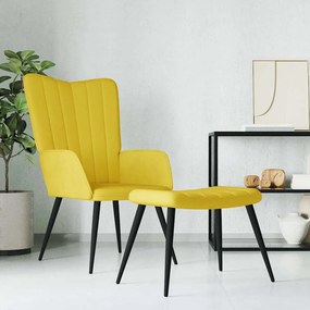 vidaXL Cadeira de descanso com banco veludo amarelo mostarda