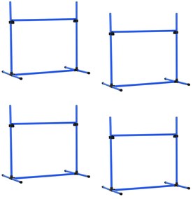 PawHut Conjunto de Treinamento de Agilidade para Cães 4 Peças Obstáculos de Salto com Altura Ajustável 99x65x94 cm  Azul