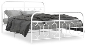 Estrutura de cama com cabeceira e pés 140x200 cm metal branco