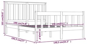 Estrutura de cama casal 135x190 cm pinho maciço