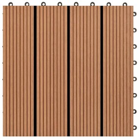 Ladrilhos de pavimento 22 pcs WPC 2m² 30x30 cm castanho
