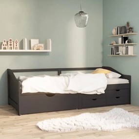 vidaXL Sofá-cama 3 lugares c/ gavetas 90x200 cm pinho maciço cinzento