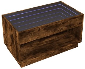 Mesa de centro luzes LED Infinity 90x50x50 cm carvalho fumado