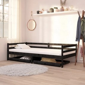 806974 vidaXL Gavetas para sofá-cama 2 pcs madeira de pinho maciça preto