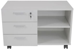 Bloco de Gavetas com 3 Gavetas e 2 Prateleiras com Rodas 800x450x470 mm Cinza - Riva