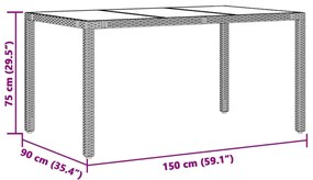 7 pcs conjunto bistrô de jardim c/ almofadões vime PE castanho