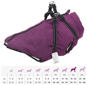 casaco para cães com arnês impermeável reflexivo roxo 5XL