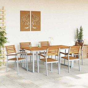 Conjunto de Jantar de Jardim de 7 Peças em Madeira Sólida de Acácia e
