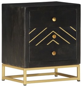Mesa de cabeceira 40x30x50 cm mangueira maciça preto e dourado